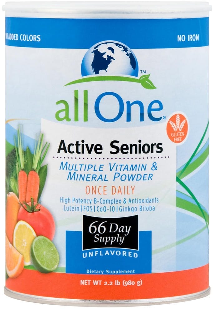 Vitaminas y minerales en polvo All One Active Seniors, 2.2 lb (980 g) Botella/Frasco