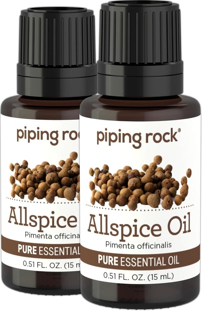 Aceite esencial de pimienta de Jamaica, puro (GC/MS Probado), 1/2 fl oz (15 mL) Frasco con dosificador, 2 Frascos con dosificador
