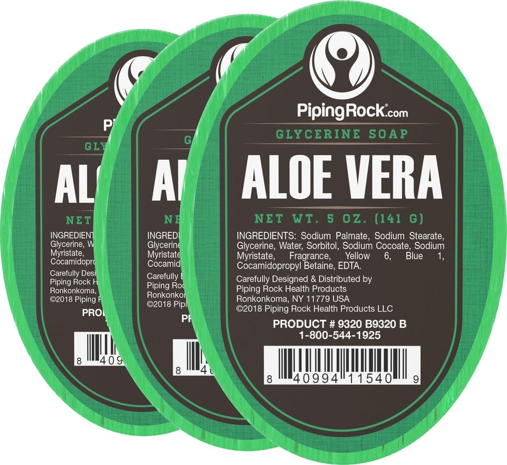 Aloe Vera Glycerine Soap, 5 oz (141 g) Bar, 3 Bars