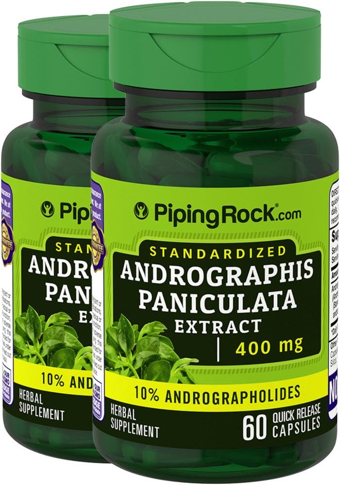 Extracto de paniculata andrographis, 400 mg, 60 Cápsulas de liberación rápida, 2 Botellas/Frascos