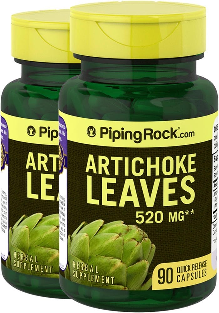 Hojas de alcachofa - Alcachofa, 520 mg, 90 Cápsulas de liberación rápida, 2 Botellas/Frascos