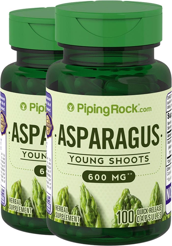 Espárrago , 600 mg, 100 Cápsulas de liberación rápida, 2 Botellas/Frascos