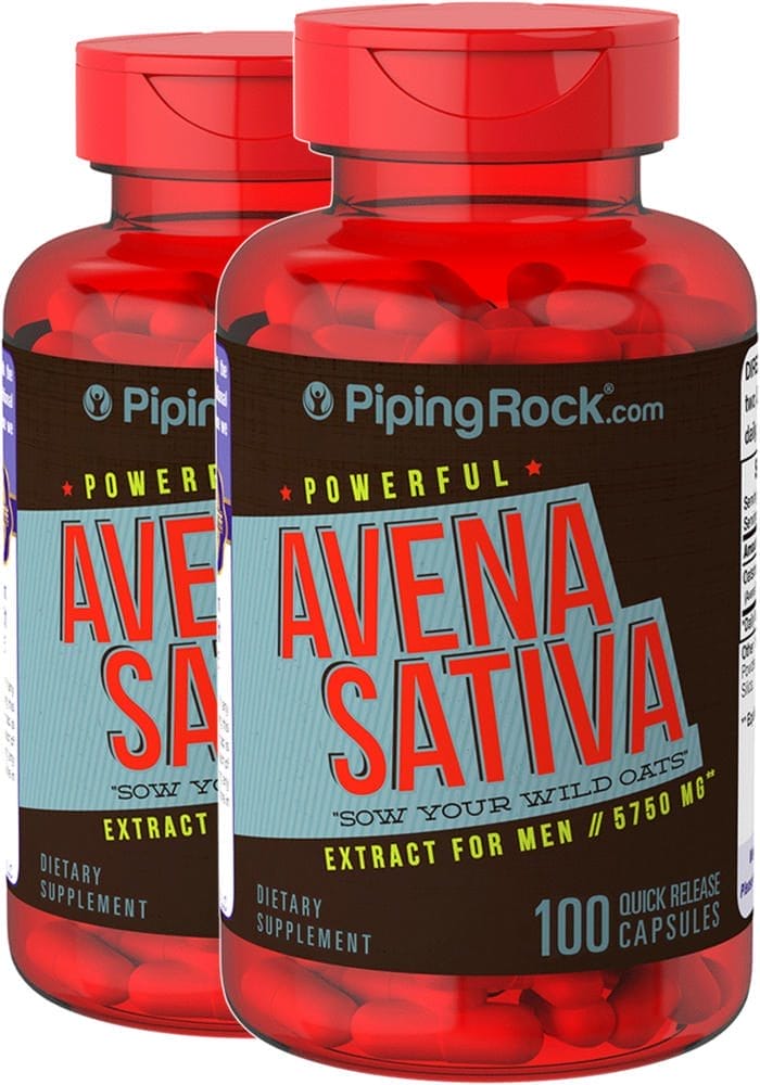 Avena sativa - Fuerza y potencia masculina, 5750 mg, 100 Cápsulas de liberación rápida, 2 Botellas/Frascos