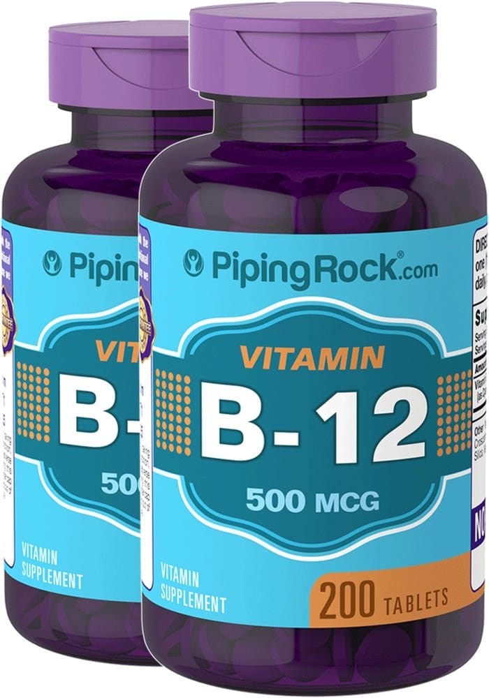 B-12 , 500 mcg, 200 Tabletas, 2 Botellas/Frascos