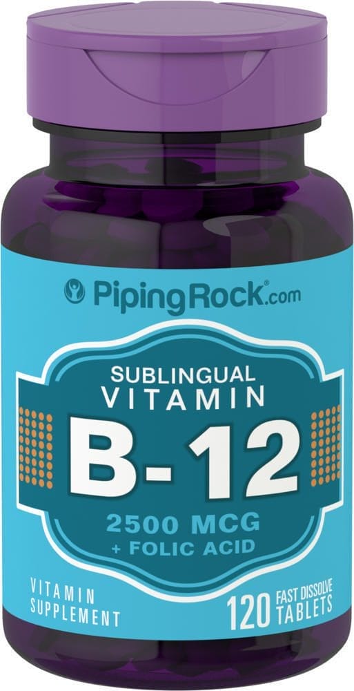 Vitamina B12 (2500 mcg) y ácido fólico (400 mcg), 120 Pastillas de rápida disolución