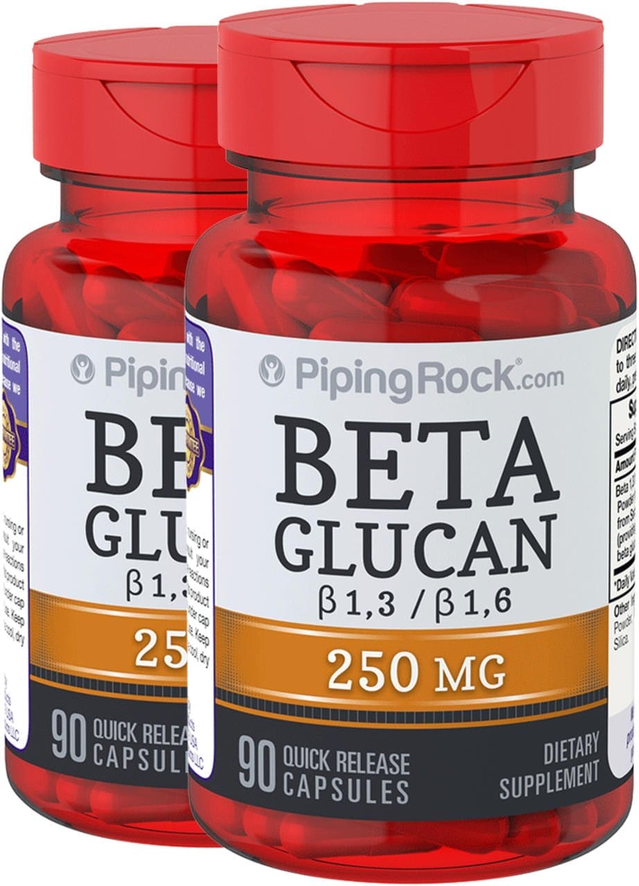 Beta 1,3/1,6-D-Glucano , 250 mg, 90 Cápsulas de liberación rápida, 2 Botellas/Frascos