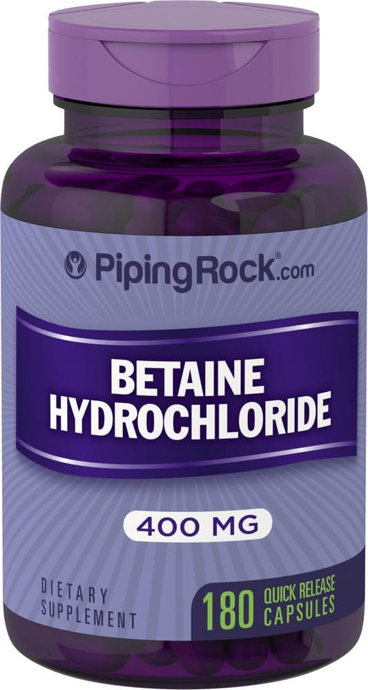 Betaína HCl, 400 mg, 180 Cápsulas de liberación rápida