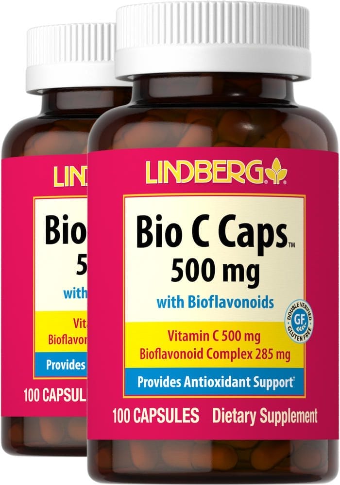Bio C Caps, 500 mg, con bioflavonoides, 100 Cápsulas, 2 Botellas/Frascos