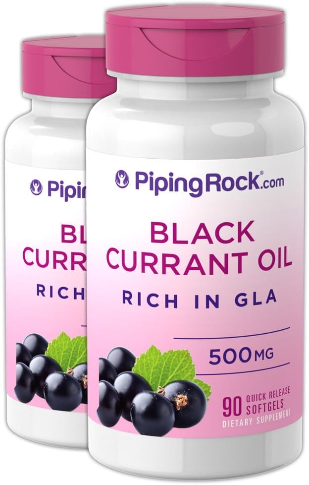Aceite de semillas de grosella negra , 500 mg, 90 Cápsulas blandas de liberación rápida, 2 Botellas/Frascos