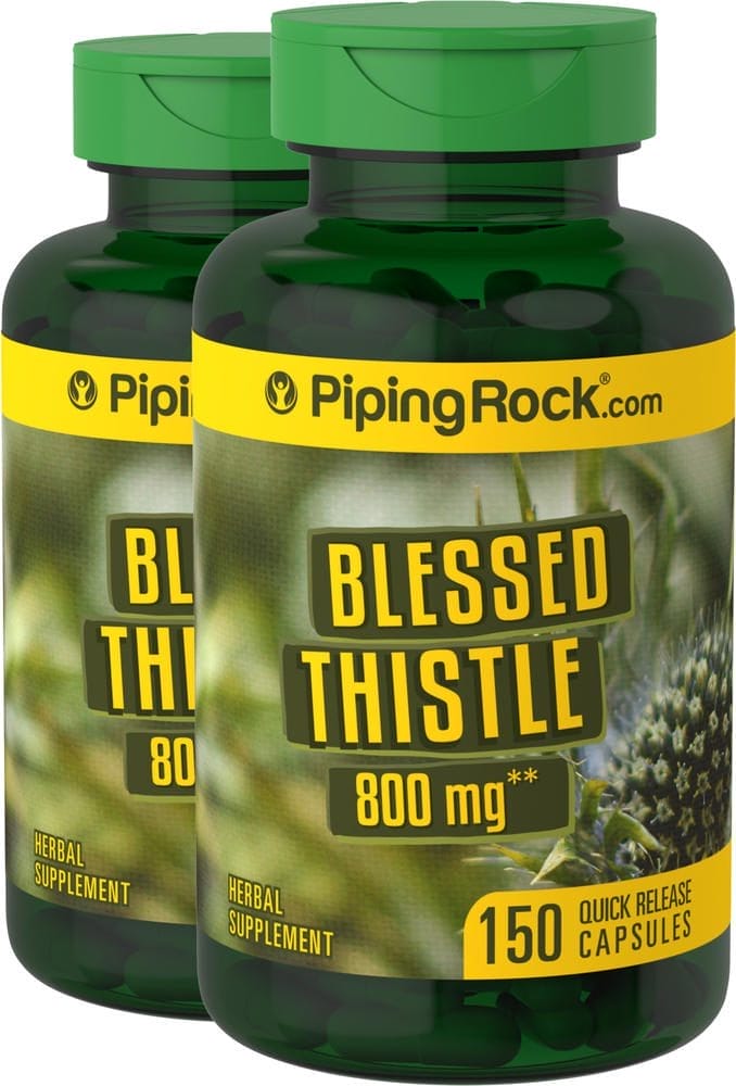 Cardo bendito, 800 mg, 150 Cápsulas de liberación rápida, 2 Botellas/Frascos