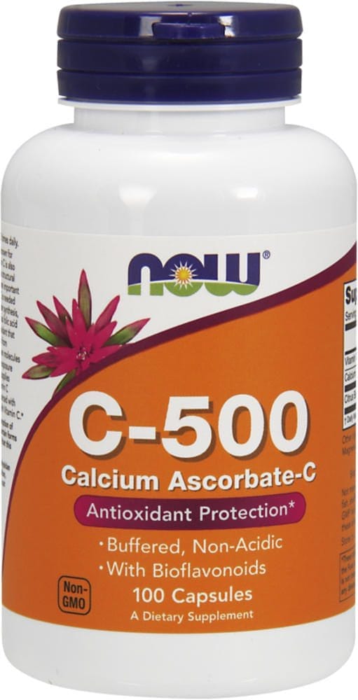 Vitamina C amortiguada (ascorbato de calcio), 500 mg, 500 mg, 100 Cápsulas