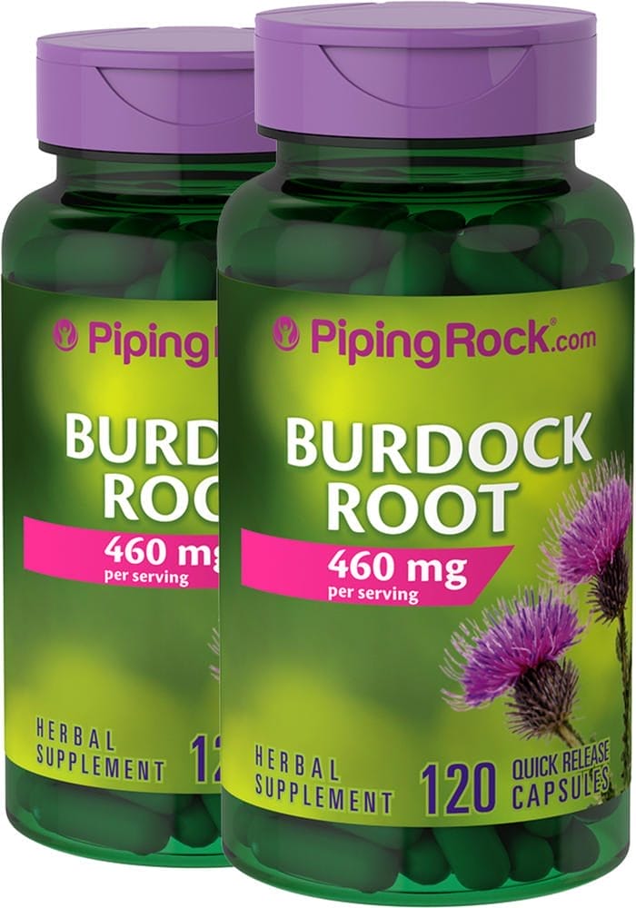 Raíz de bardana , 460 mg (por porción), 120 Cápsulas de liberación rápida, 2 Botellas/Frascos