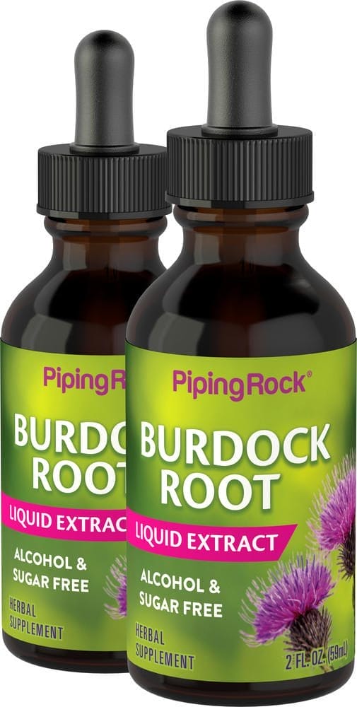 Extracto líquido de raíz de bardana - Sin alcohol, 2 fl oz (59 mL) Frasco con dosificador, 2 Botellas/Frascos