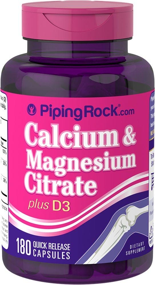 Calcium & Magnesium Citrate Plus D3 (Cal 300mg/Mag 150mg/D3 400IU) (per serving), 180 Quick Release Capsules