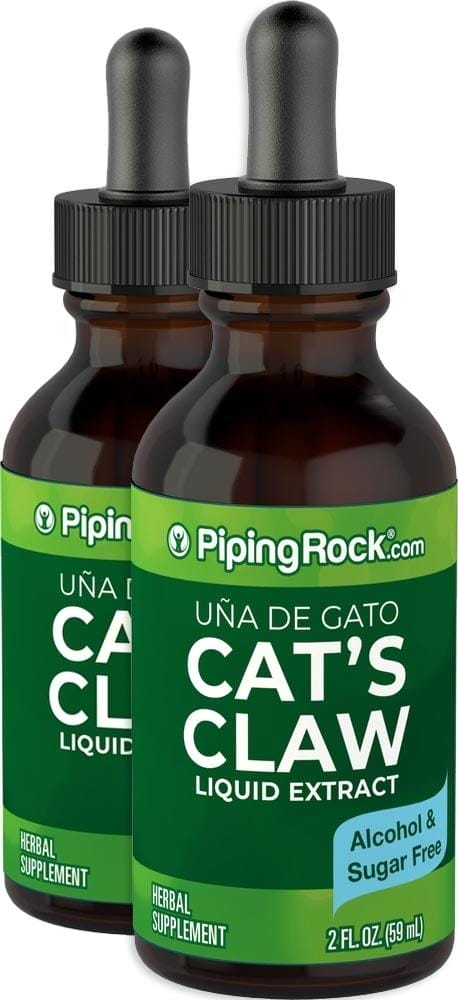 Cat's Claw Liquid Extract (Una De Gato) Alcohol Free, 2 fl oz (59 mL) Frasco con dosificador, 2 Botellas/Frascos