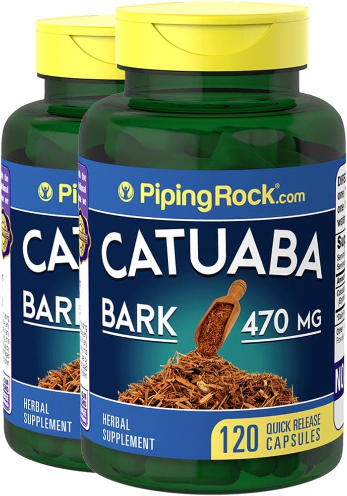 Corteza de catuaba , 470 mg, 120 Cápsulas de liberación rápida, 2 Botellas/Frascos