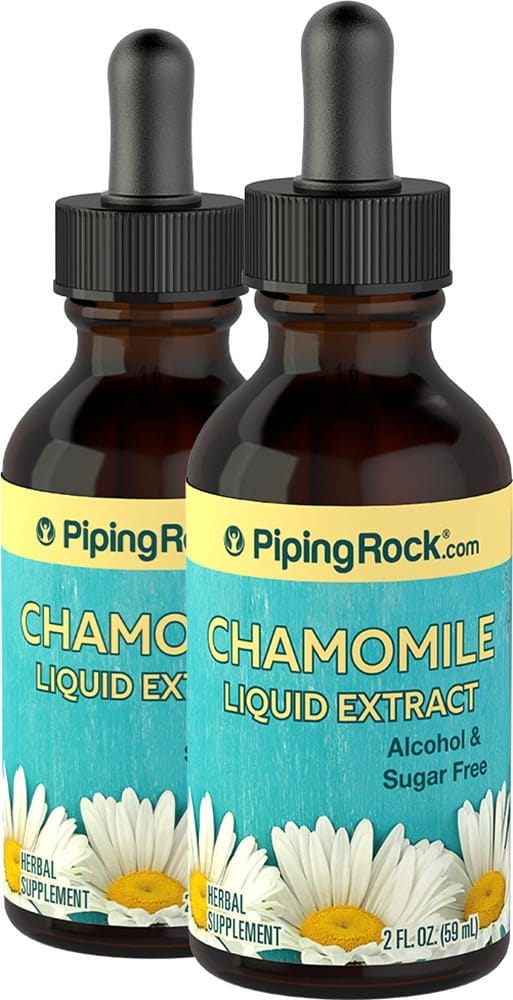 Chamomile Flowers Liquid Extract Alcohol Free, 2 fl oz (59 mL) Frasco con dosificador, 2 Botellas/Frascos