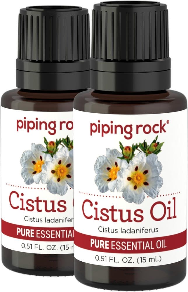 Aceite esencial de jara común, puro (GC/MS Probado), 1/2 fl oz (15 mL) Frasco con dosificador, 2 Frascos con dosificador