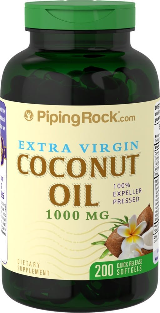 Aceite de coco orgánico (virgen extra) , 1000 mg, 200 Cápsulas blandas de liberación rápida
