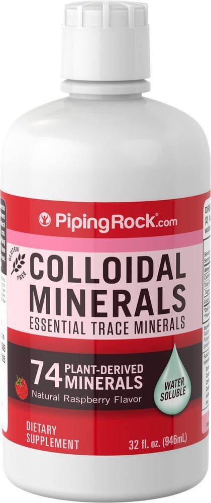 Minerales coloidales, sabor a frambuesa natural, 32 fl oz (946 mL) Botella/Frasco