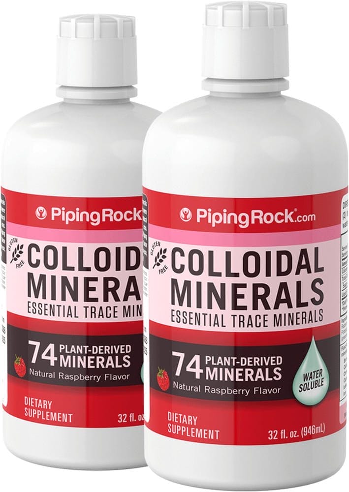 Minerales coloidales, sabor a frambuesa natural, 32 fl oz (946 mL) Botellas/Frascos, 2 Botellas/Frascos