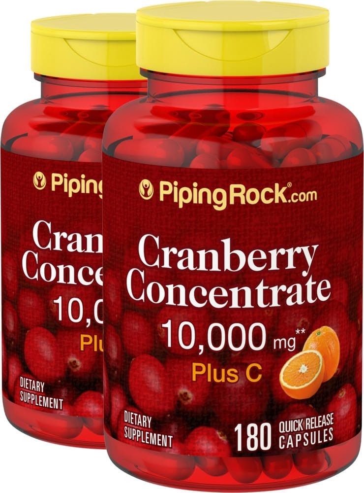 Arándano americano y vitamina C, 5,000 mg, 180 Cápsulas de liberación rápida, 2 Botellas/Frascos