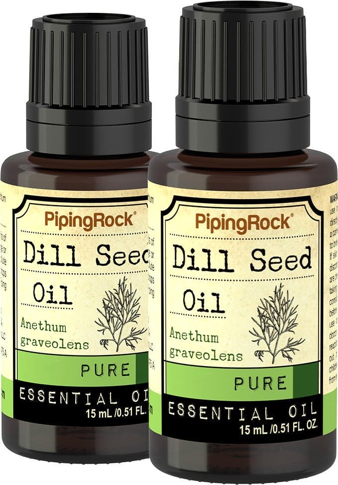 Aceite esencial de eneldo, puro (GC/MS Probado), 1/2 fl oz (15 mL) Frasco con dosificador, 2 Frascos con dosificador