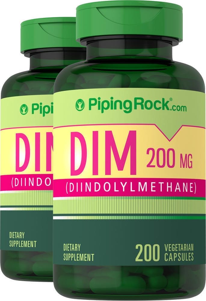 DIM (diindolylmethane), 200 mg, 200 Cápsulas de liberación rápida, 2 Botellas/Frascos