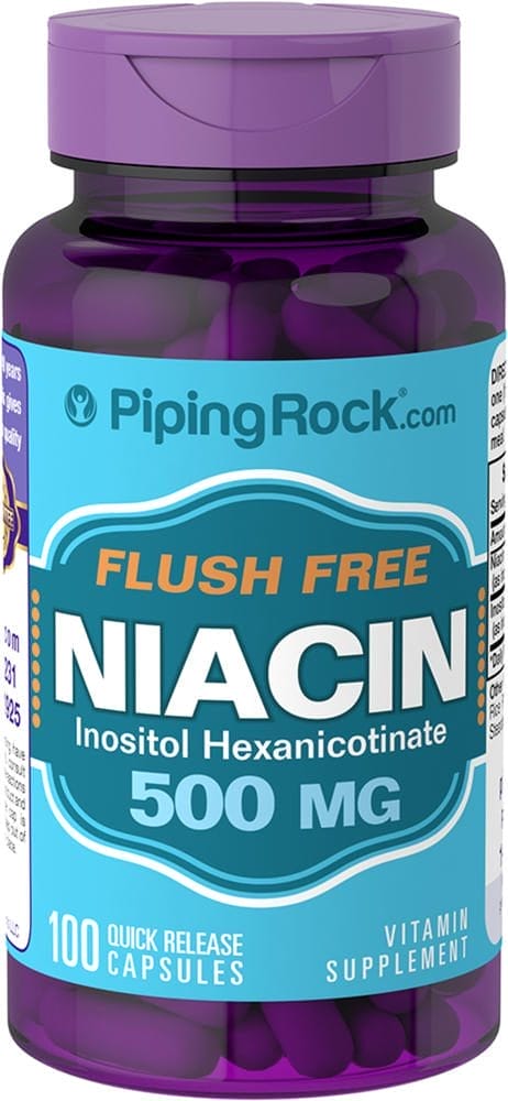 Niacina sin enrojecimiento de la piel , 500 mg, 100 Cápsulas de liberación rápida