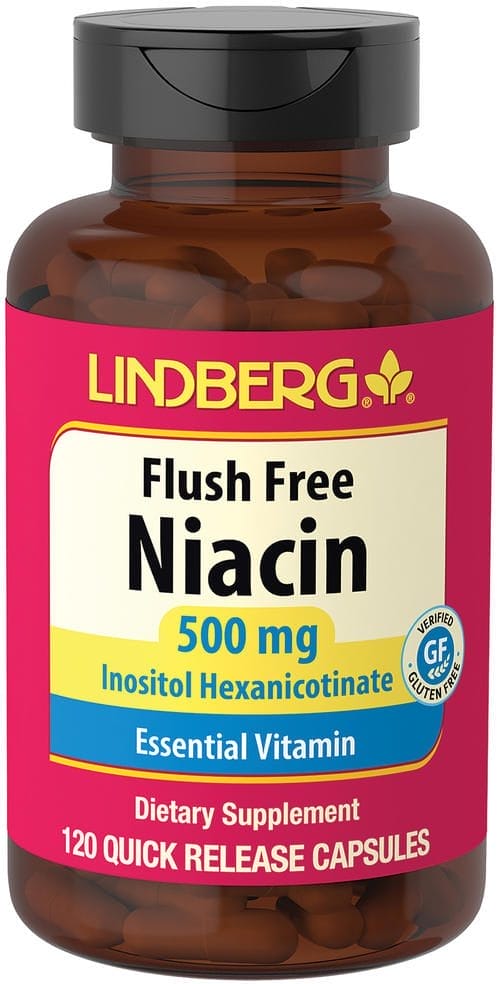 Niacina sin enrojecimiento de la piel , 500 mg, 120 Cápsulas