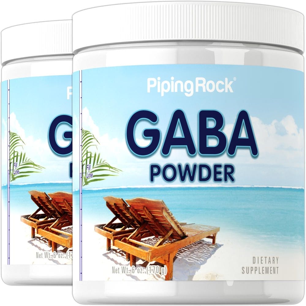 GABA en polvo (ácido gama aminobutírico), 6 oz (170 g) Botellas/Frascos, 2 Botellas/Frascos