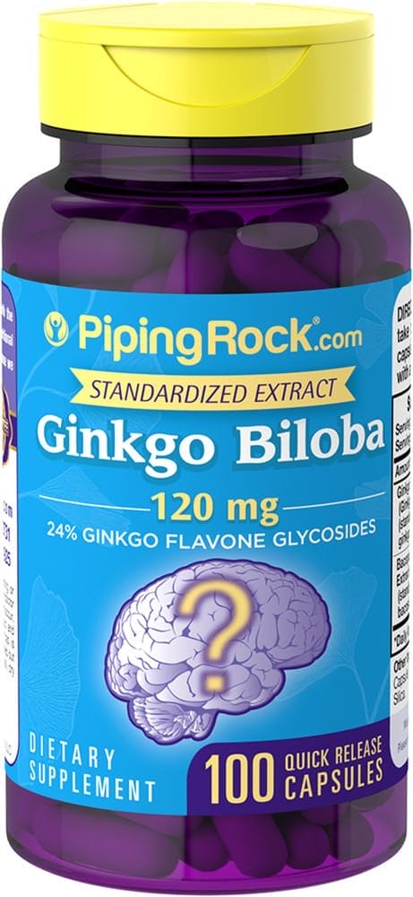 Extracto de Ginkgo Biloba Estandarizado, 120 mg, 100 Cápsulas de liberación rápida