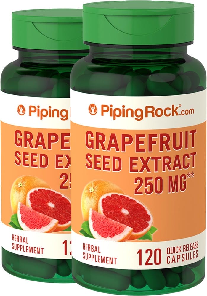 Extracto de semillas de pomelo, 250 mg, 120 Cápsulas de liberación rápida, 2 Botellas/Frascos