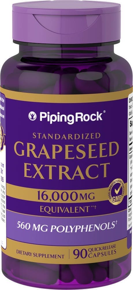 Extracto de pepita de uva , 16,000 mg (por porción), 90 Cápsulas de liberación rápida