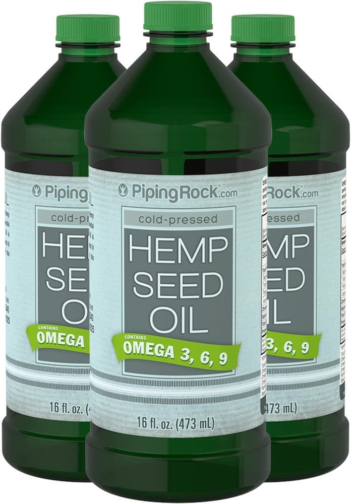 Aceite de semilla de cáñamo (prensado en frío), 16 fl oz (473 mL) Botellas/Frascos, 3 Botellas/Frascos