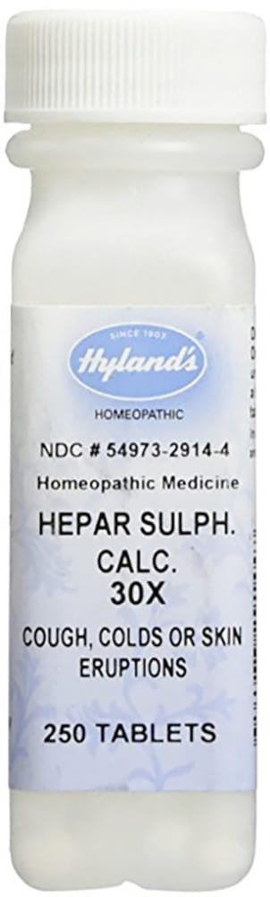 Hepar Sulphuris Calcareum 30x Homeopatía para constipados, resfriados, 250 Tabletas