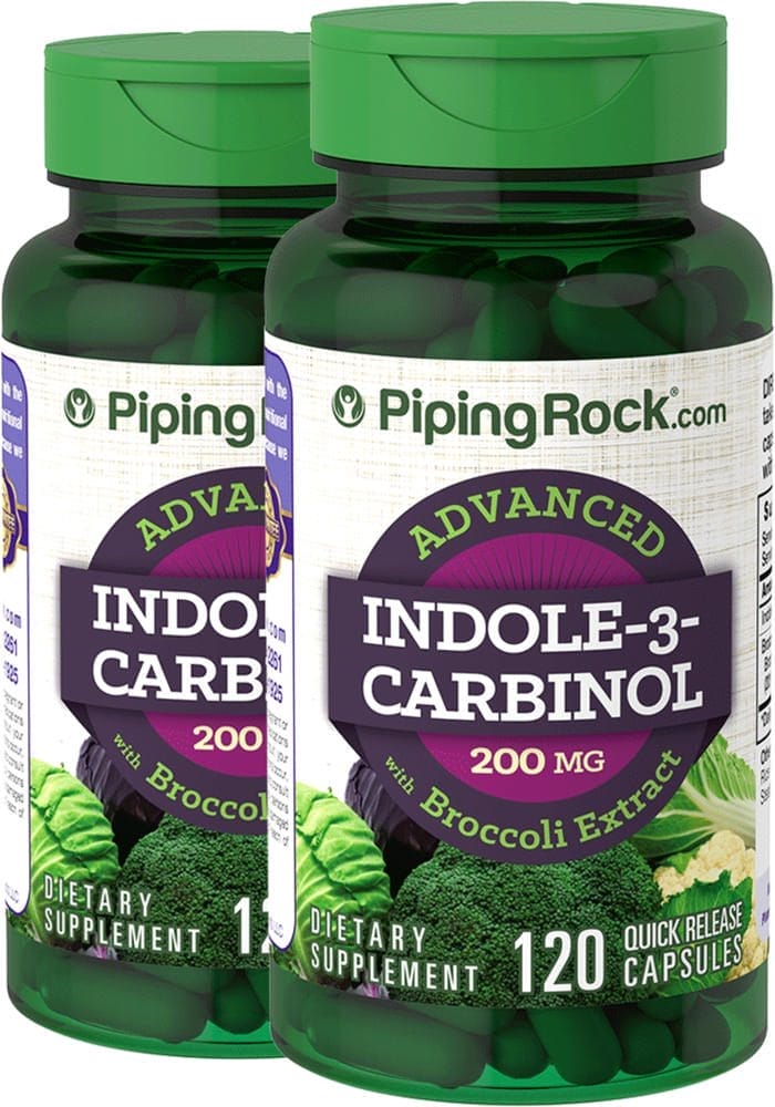 Indole-3-Carbinol con Resveratrol, 200 mg, 120 Cápsulas de liberación rápida, 2 Botellas/Frascos