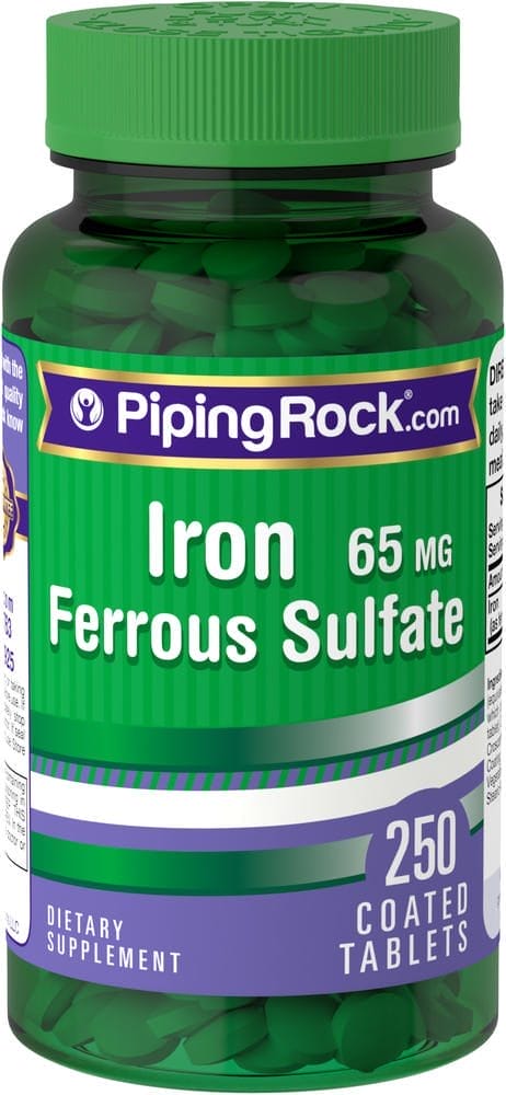 Sulfato ferroso de hierro , 65 mg, 250 Tabletas recubiertas
