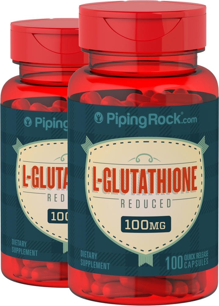 L-Glutatión (reducido), 100 mg, 100 Cápsulas de liberación rápida, 2 Botellas/Frascos