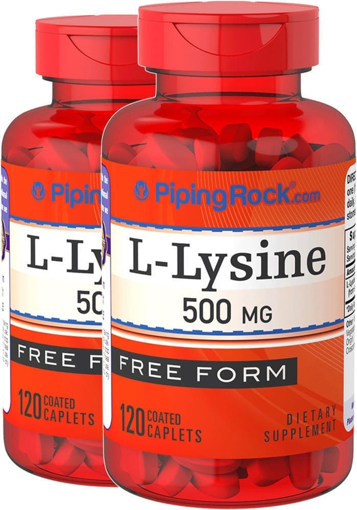 L-lisina (formato libre), 500 mg, 120 Comprimidos recubiertos, 2 Botellas/Frascos