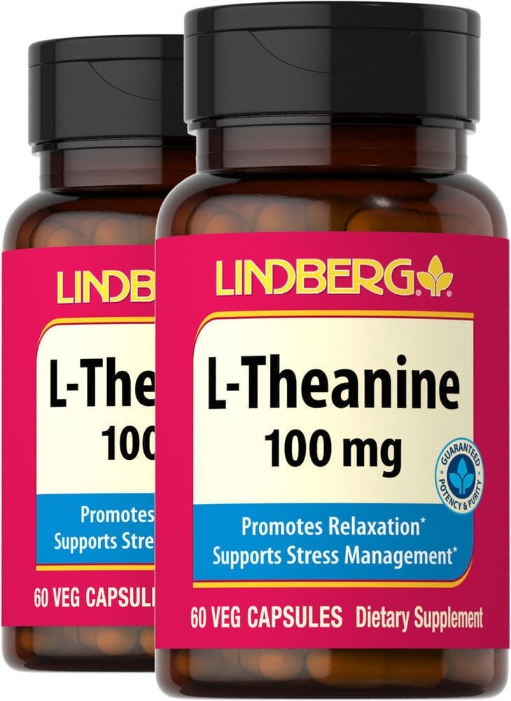 L-Teanina , 100 mg, 60 Cápsulas vegetarianas, 2 Botellas/Frascos