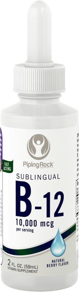 Vitamina B-12 líquida , 10,000 mcg, 2 fl oz (59 mL) Frasco con dosificador