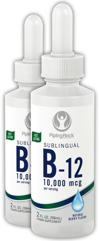 Vitamina B-12 líquida , 10,000 mcg, 2 fl oz (59 mL) Frasco con dosificador, 2 Frascos con dosificador