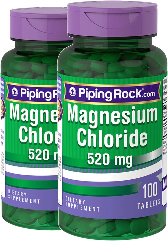 Cloruro de magnesio , 520 mg, 100 Tabletas, 2 Botellas/Frascos