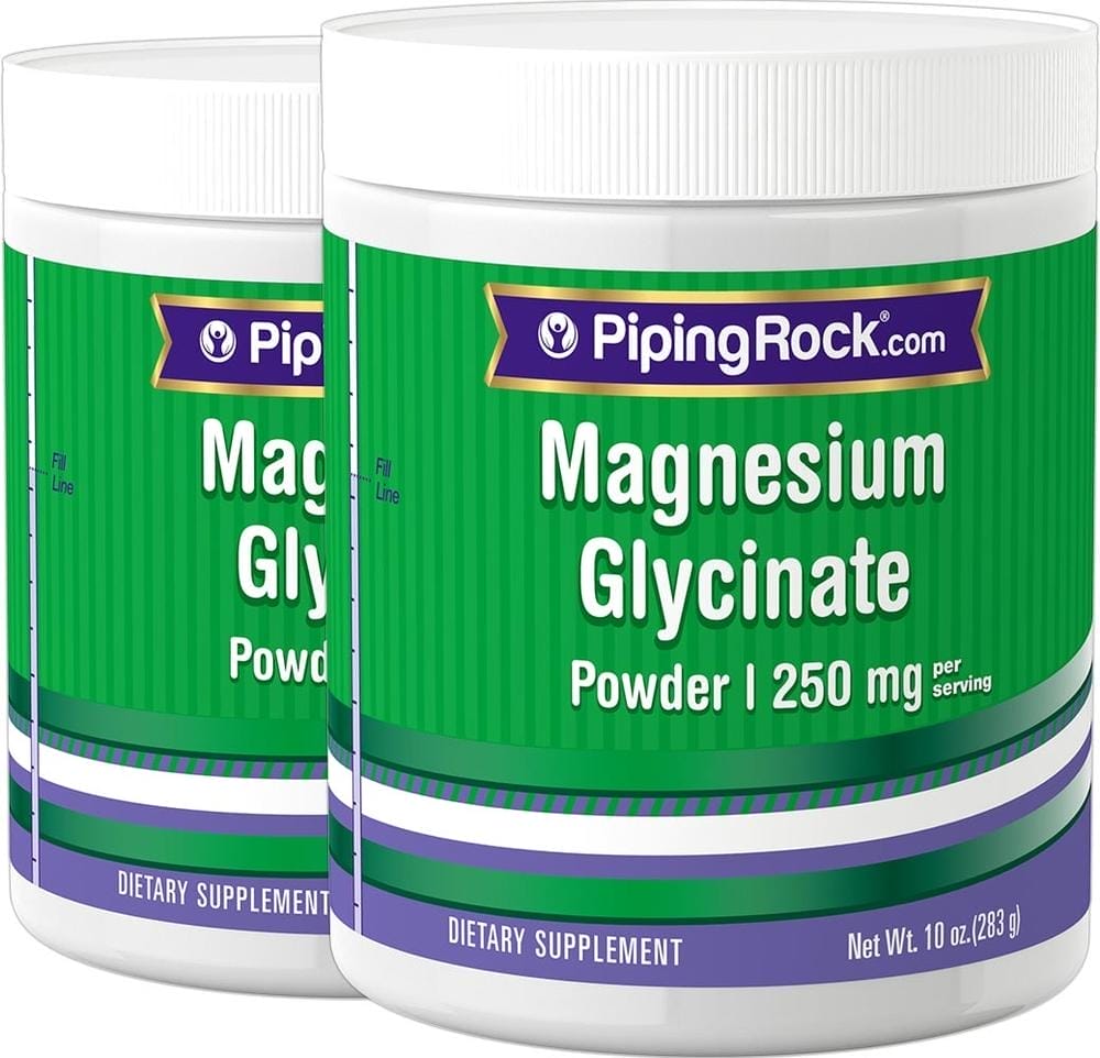 Magnesium Glycinate Powder, 250 mg (por porción), 10 oz (283 g) Botella/Frasco, 2 Botellas/Frascos
