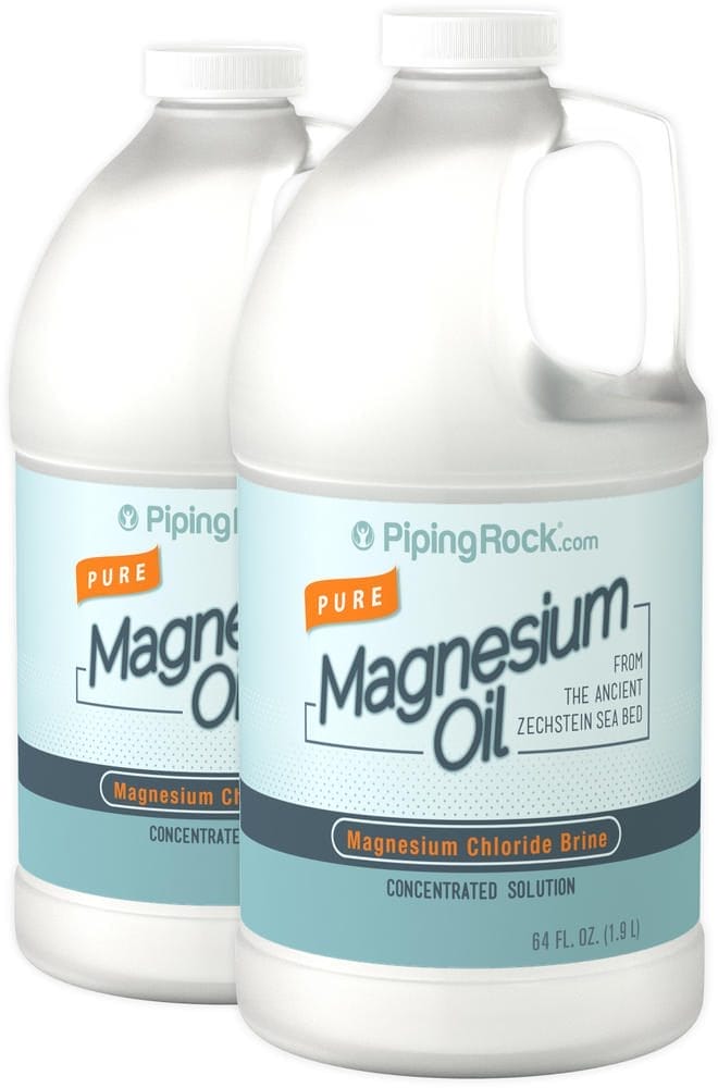 Aceite de magnesio puro, 64 fl oz (1.89 L) Botella/Frasco, 2 Botellas/Frascos