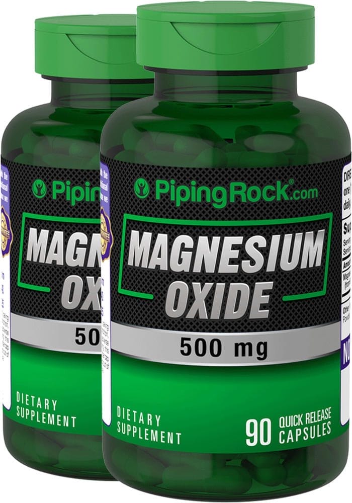 Óxido de magnesio , 500 mg, 90 Cápsulas de liberación rápida, 2 Botellas/Frascos
