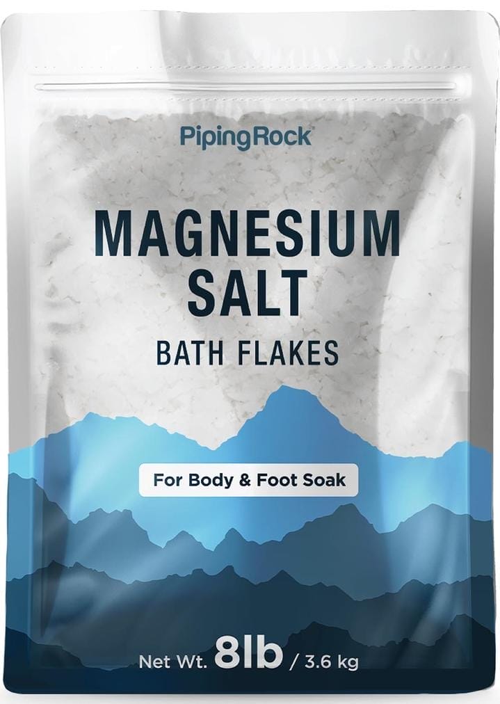 Magnesium Salt Bath Flakes (Body & Foot Soak), 8 lb (3.6 kg) Bolsa