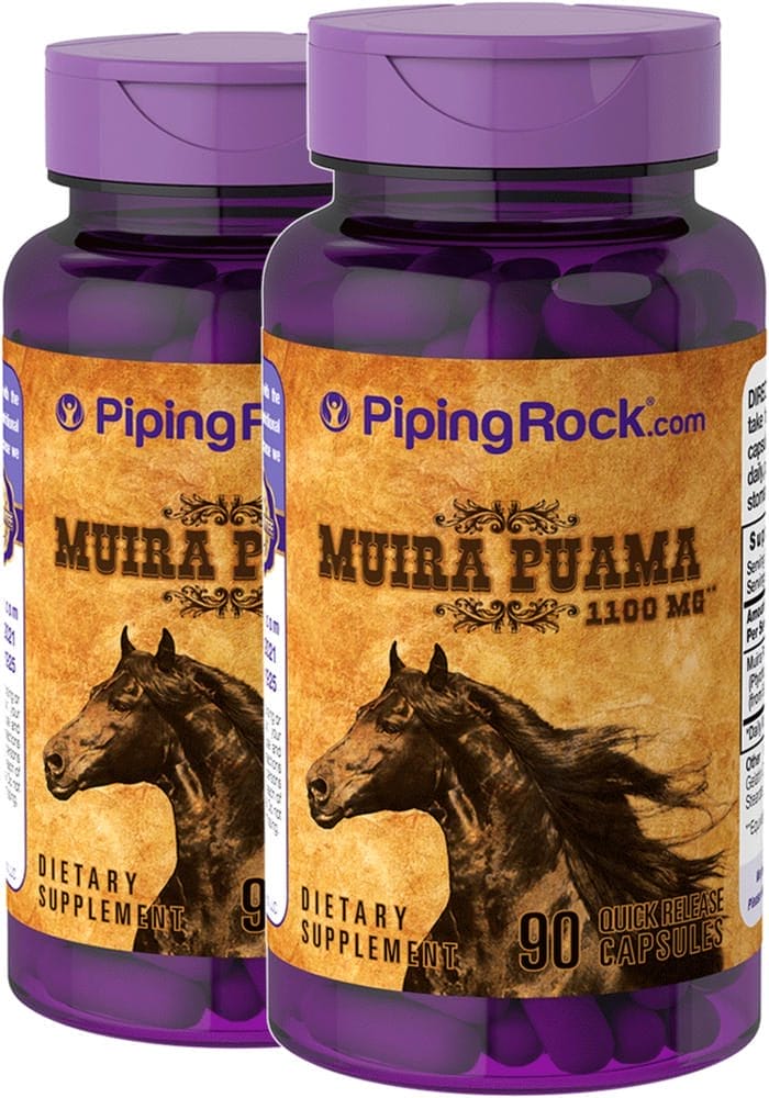 Muira Puama , 1100 mg, 90 Cápsulas de liberación rápida, 2 Botellas/Frascos