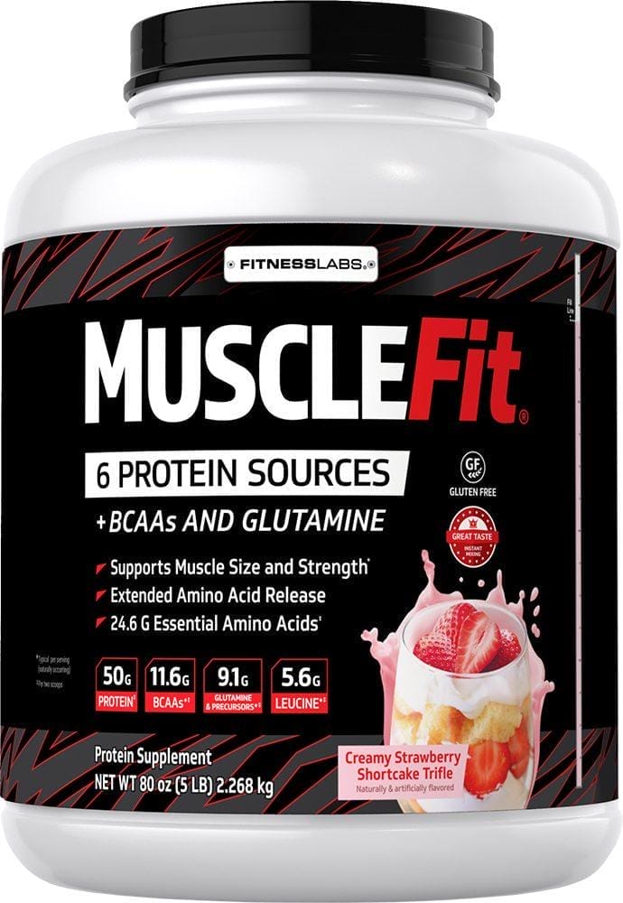 MuscleFit Protein Powder (Creamy Strawberry Shortcake Trifle), 5 lb (2.268 kg)